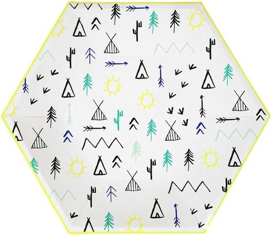 Pratos Descartáveis Listrados Meri Meri - 8 Unidades Cor Menta Eco-Friendly