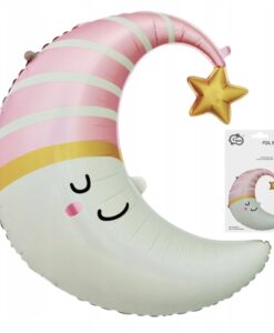 Balão metalizado Lua Chapéu Rosa para Chá de Bebê