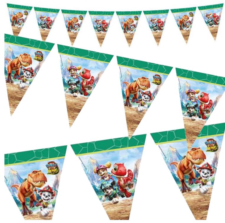 Bandeirinha de aniversário “Patrulha Pata Dino”